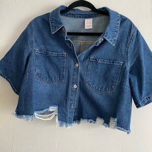 Blue Denim Cropped Jacket